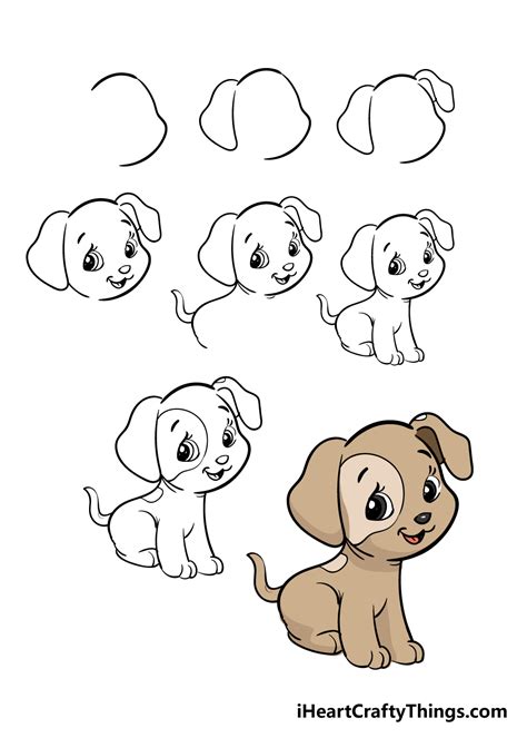 animal drawings pencil|How to draw a cute dog step by step .